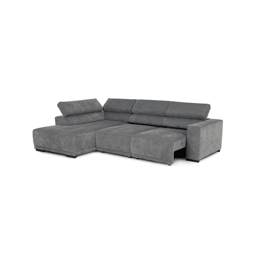 Sofá de canto com cama MACK esquerda 4 lugares cinza escuro