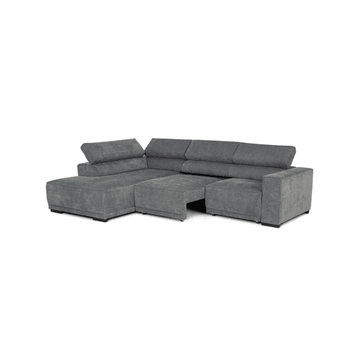 Sofá de canto com cama MACK esquerda 4 lugares cinza escuro