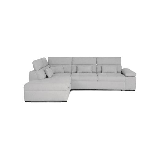 Sofá de canto reversível com cama STEWART 4 lugares cinza claro