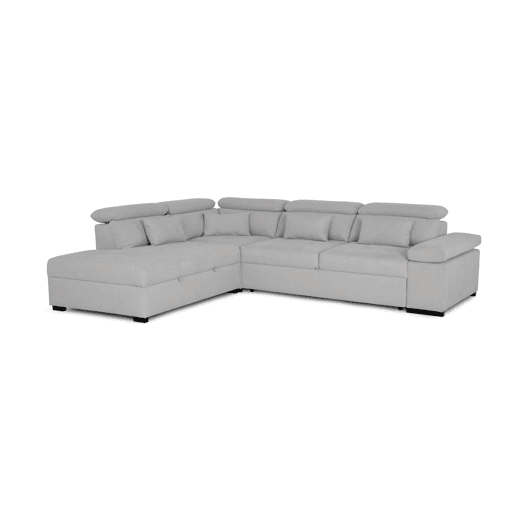 Sofá de canto reversível com cama STEWART 4 lugares cinza claro
