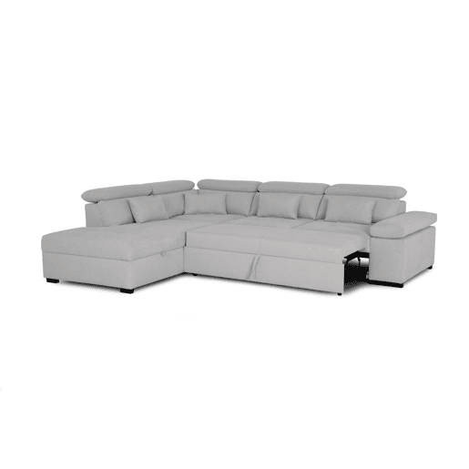 Sofá de canto reversível com cama STEWART 4 lugares cinza claro