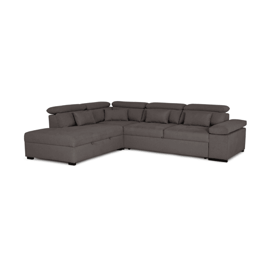 Sofá de canto reversível com cama STEWART 4 lugares cinza escuro