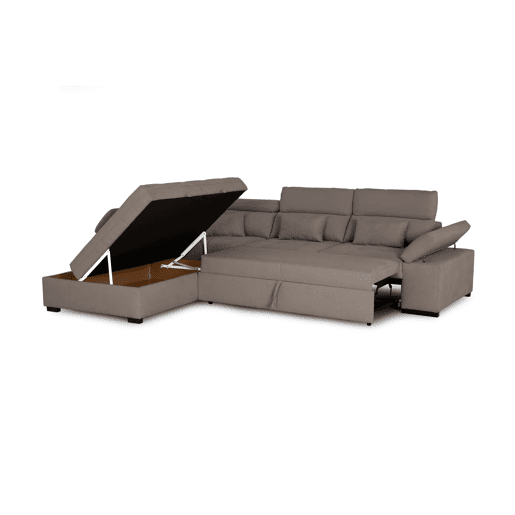 Sofá de canto reversível com cama STEWART 4 lugares castanho