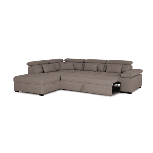 Sofá de canto reversível com cama STEWART 4 lugares castanho