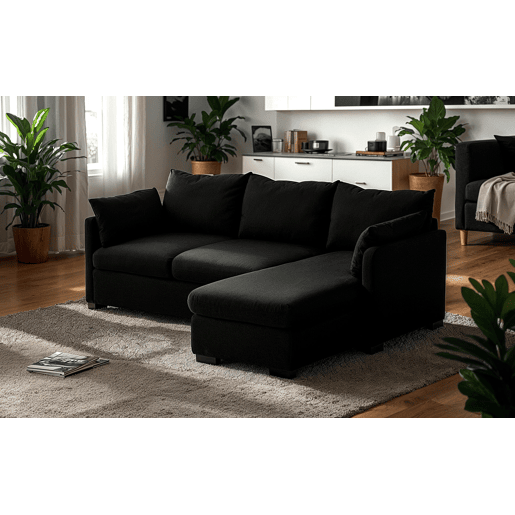 Chaise longue reversível com cama SYCO II 3 lugares preto