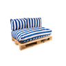 Conjunto de 3 almofadas para paletes COZY branco e azul