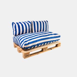 Conjunto de 3 almofadas para paletes COZY branco e azul