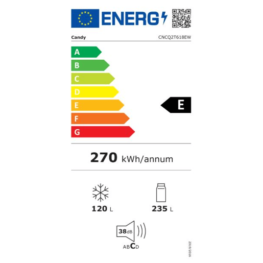 Combinado CANDY CNCQ2T618EW 355 litros No Frost