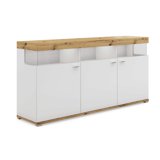 Aparador com 3 portas CORSO branco e carvalho Aparador com 3 portas CORSO branco e carvalho
