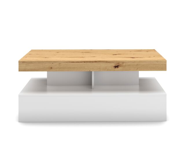 Mesa de centro fija blanco y roble CORSO