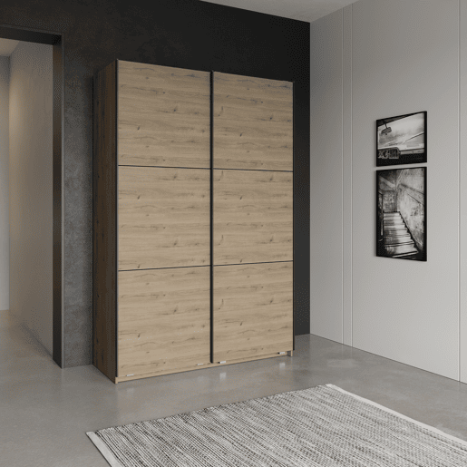 Roupeiro ALHAMBRA 150 portas deslizantes 148x223cm carvalho