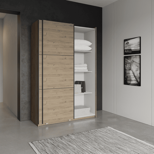Roupeiro ALHAMBRA 150 portas deslizantes 148x223cm carvalho