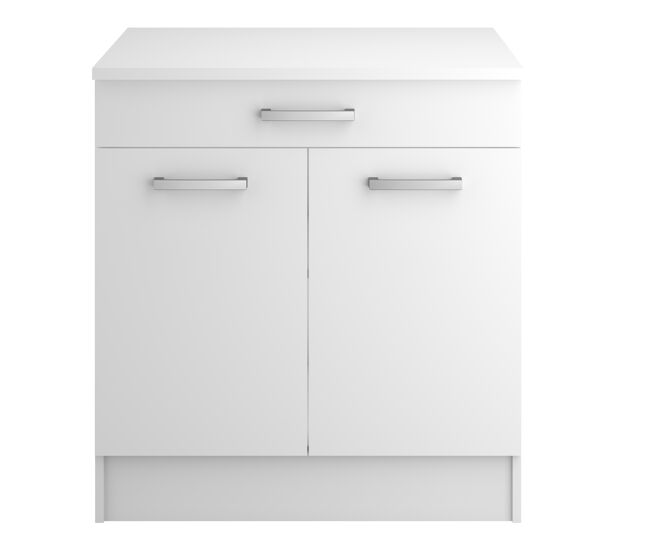 Módulo bajo UNO de 80cm 2 puertas y 1 cajón blanco mate