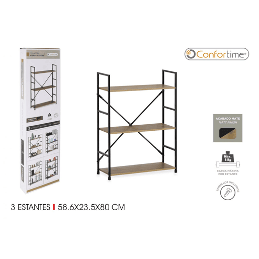 Estante EDNA 80x58,6x23,5cm madeira e metal