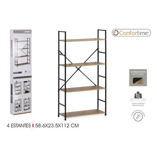 Estante EDNA 1,12x58,6x23,5cm madeira e metal