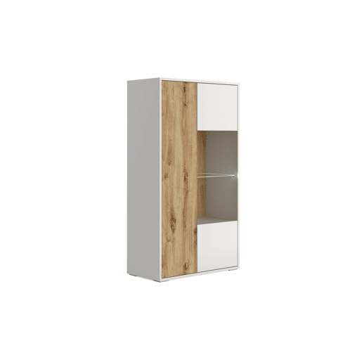 Vitrine baixa SOLANO branco e carvalho
