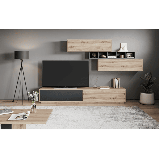 Compacto de TV SOLANO 297cm cinza e carvalho