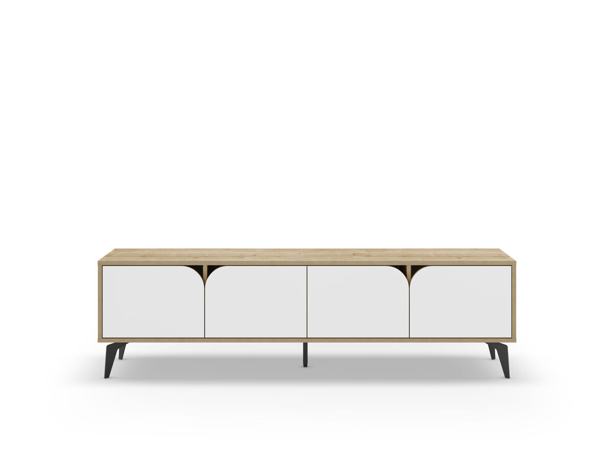 Mueble tv 4 puertas blanco y roble NOLA
