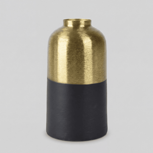 Vaso de ferro DOBLE em metal&nbsp;dourado e preto
