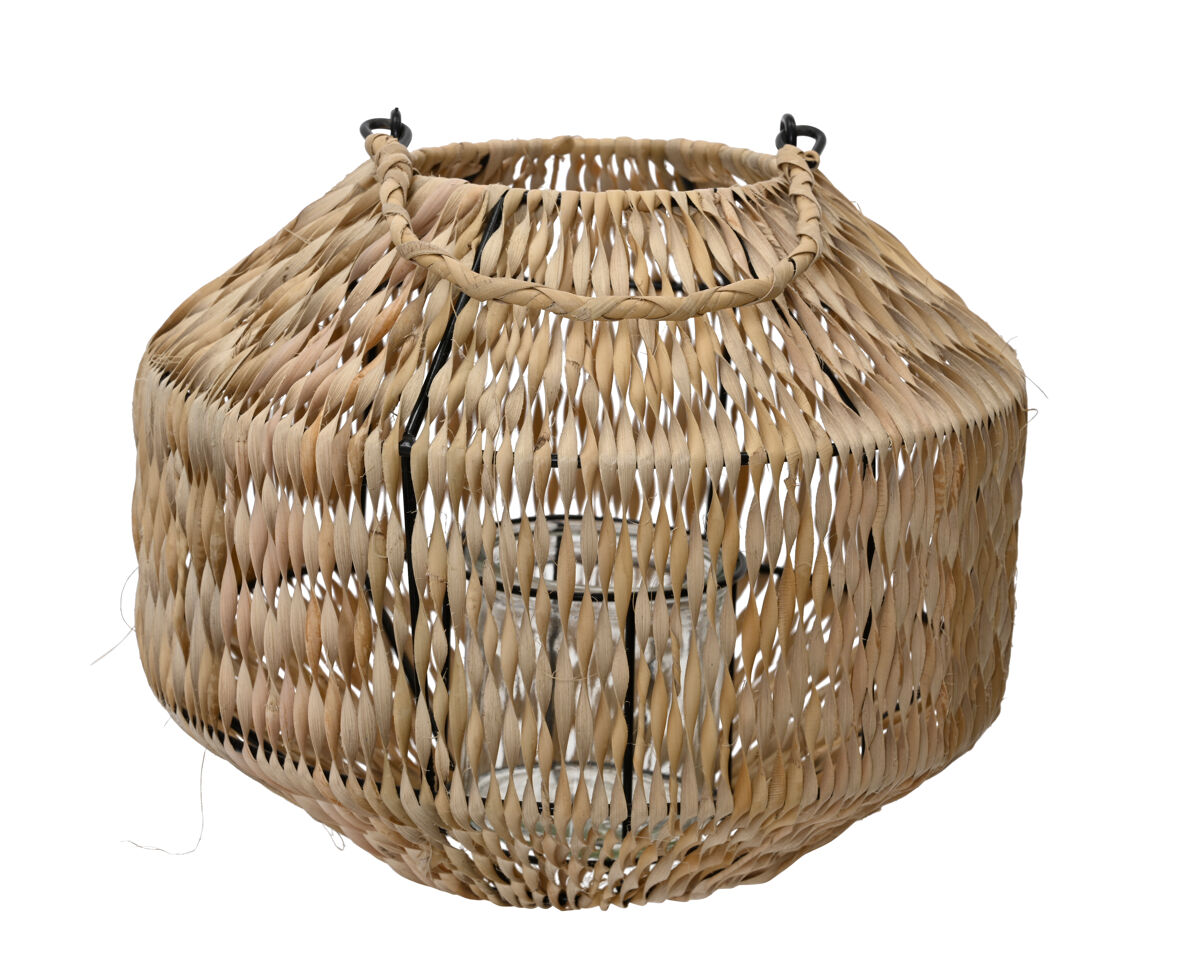 Farol redondo GINA de ratán natural