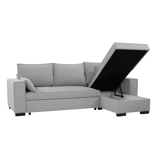 Chaise longue com cama MARLON reversível 3 lugares cinza