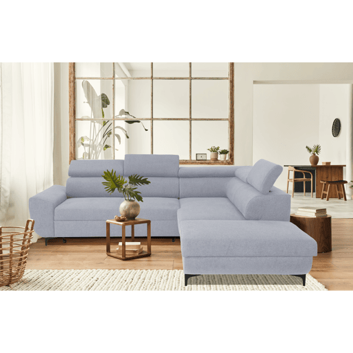 Sofá de canto com cama WESLEY dereita 4 lugares cinza