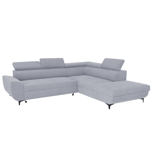 Sofá de canto com cama WESLEY dereita 4 lugares cinza