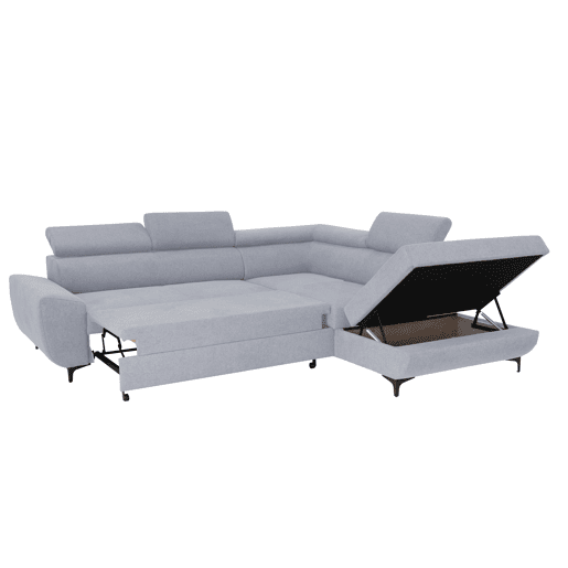 Sofá de canto com cama WESLEY dereita 4 lugares cinza