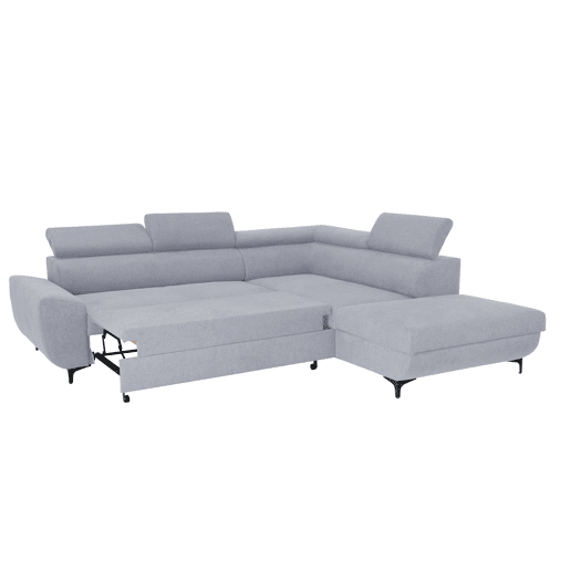 Sofá de canto com cama WESLEY dereita 4 lugares cinza