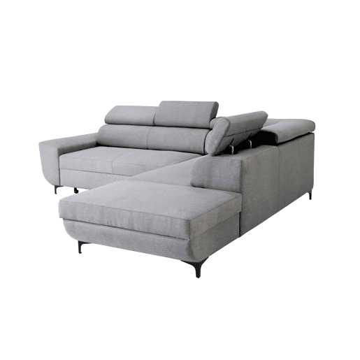 Sofá de canto com cama WESLEY dereita 4 lugares cinza