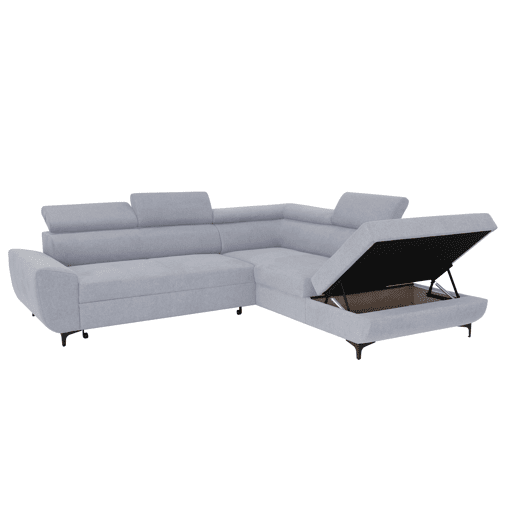 Sofá de canto com cama WESLEY dereita 4 lugares cinza