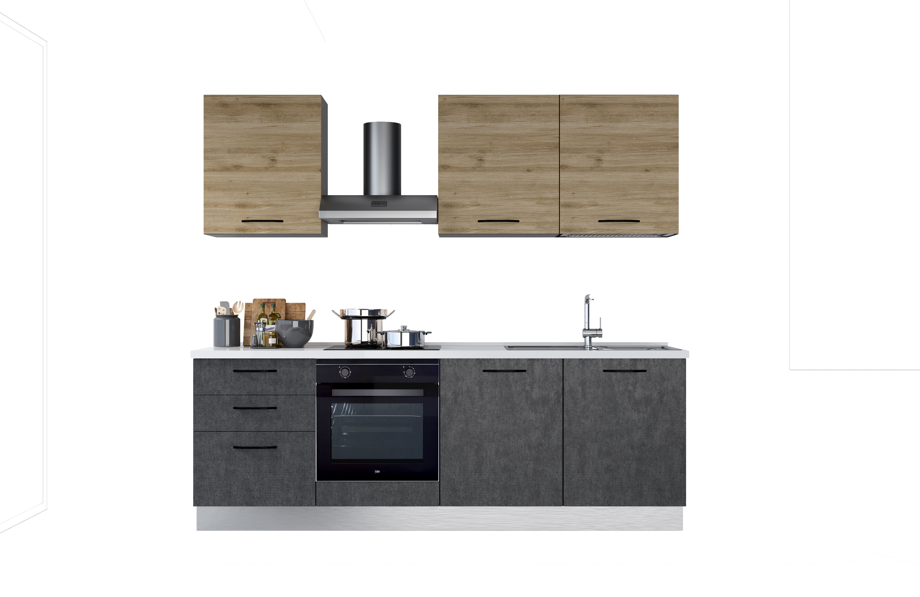 Cocina GILDA 2.0 derecha Madera/ Gris Oscuro