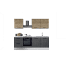 Cozinha com eletrodomésticos GILDA 2.0 240cm direita madeira e cinza escuro