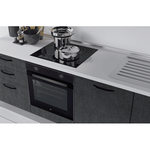 Cozinha com eletrodomésticos GILDA 2.0 240cm direita madeira e cinza escuro