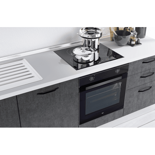 Cozinha com eletrodomésticos GILDA 2.0 240cm esquerda madeira e cinza escuro