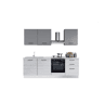 Cozinha com eletrodomésticos GILDA 2.0 240cm esquerda cinza claro e madeira cinza