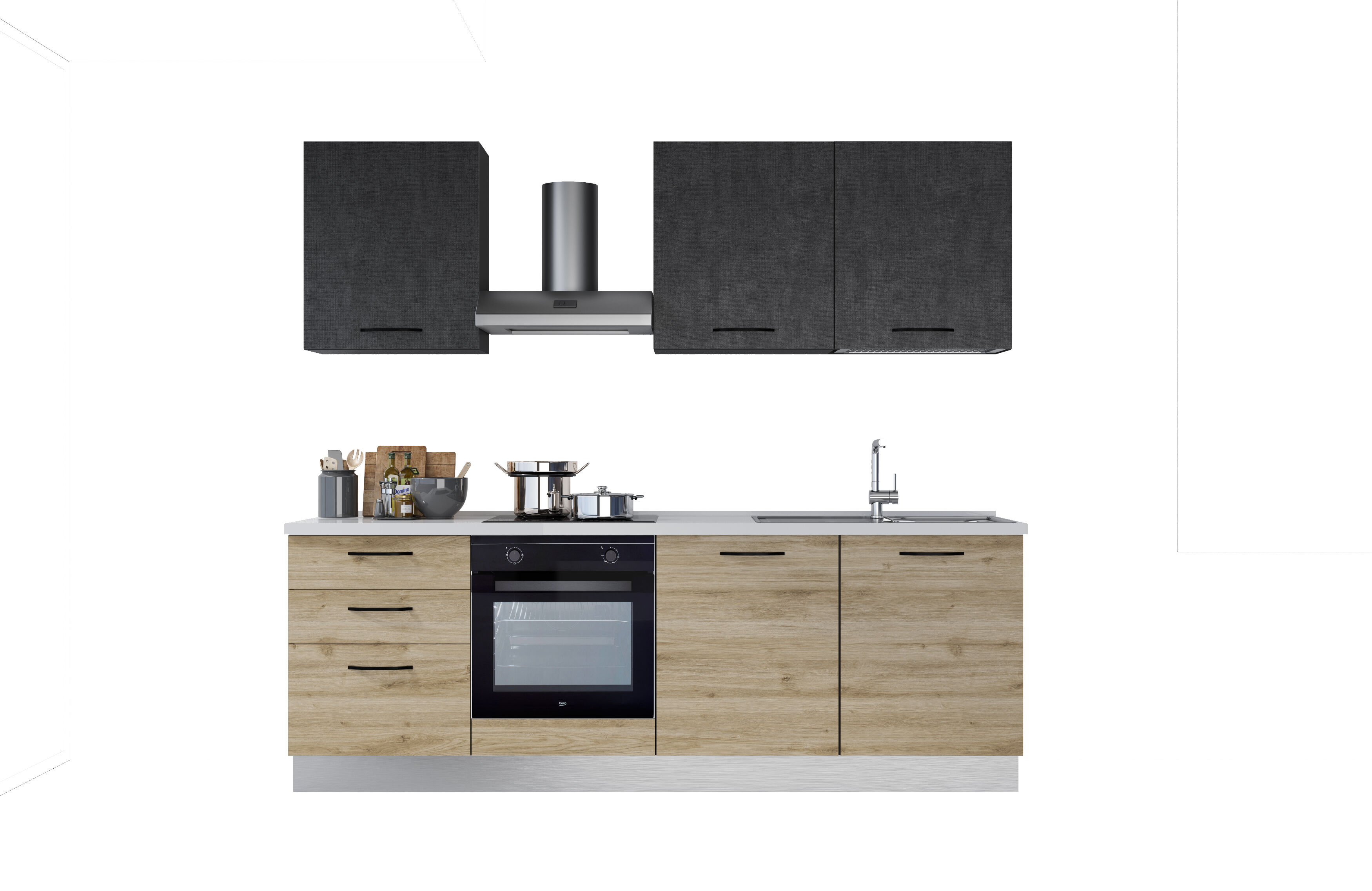 Cocina GILDA 2.0 derecha Gris Oscuro/ Madera