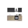 Cozinha com eletrodomésticos GILDA 2.0 240cm esquerda cinza escuro e madeira