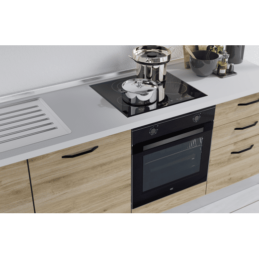 Cozinha com eletrodomésticos GILDA 2.0 240cm esquerda cinza escuro e madeira Cozinha com eletrodomésticos GILDA 2.0 240cm esquerda cinza escuro e madeira
