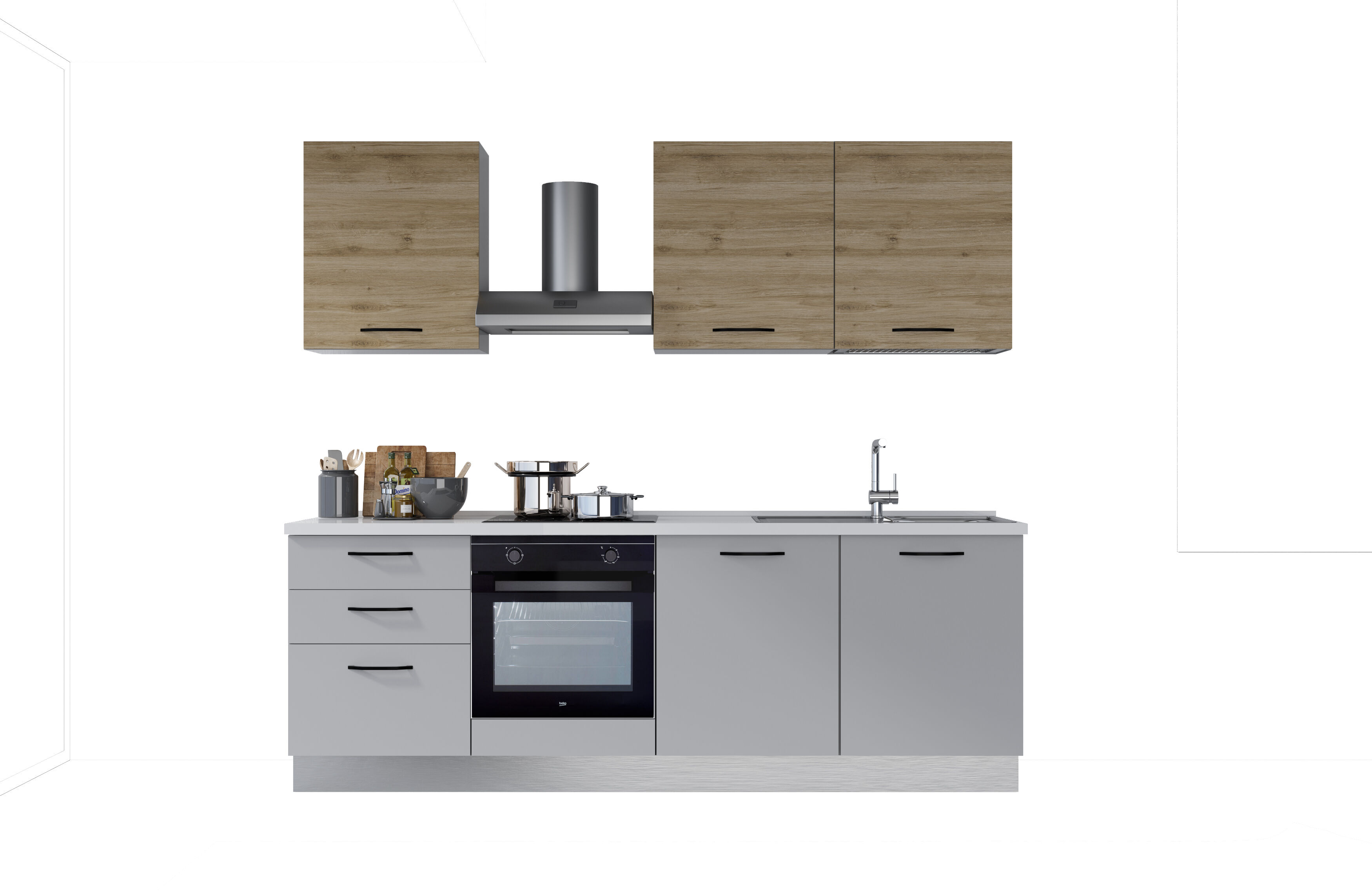 Cocina GILDA 2.0 derecha Madera/ Gris Claro