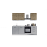 Cozinha com eletrodomésticos GILDA 2.0 240cm esquerda madeira e cinza claro