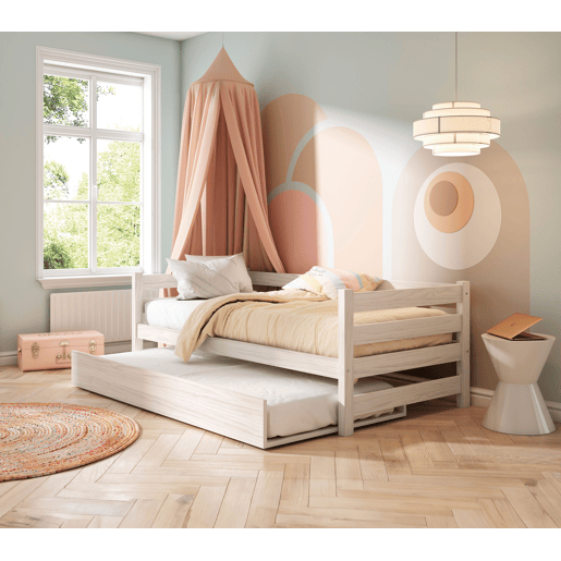 Cama nido EKO II em madeira maciça branqueada 90x190cm