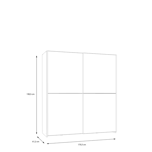 Roupeiro MANDALORE II portas deslizantes 170x190cm branco