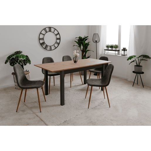Mesa extensÃvel 140cm DORA preto e madeira Mesa extensÃvel 140cm DORA preto e madeira