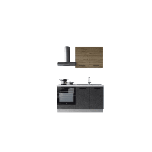 Cozinha com eletrodomésticos GILDA 2.0 150cm direita madeira e cinza escuro