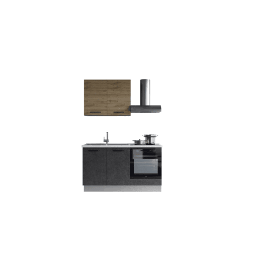 Cozinha com eletrodomésticos GILDA 2.0 150cm esquerda madeira e cinza escuro Cozinha com eletrodomésticos GILDA 2.0 150cm esquerda madeira e cinza escuro