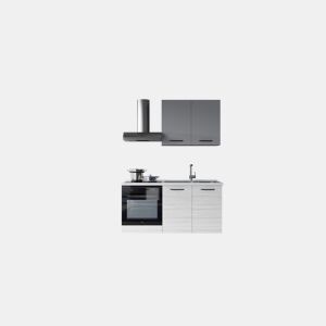 Cozinha com eletrodomésticos GILDA 2.0 150cm direita cinza claro e madeira cinza