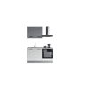 Cozinha com eletrodomésticos GILDA 2.0 150cm esquerda cinza claro e madeira cinza
