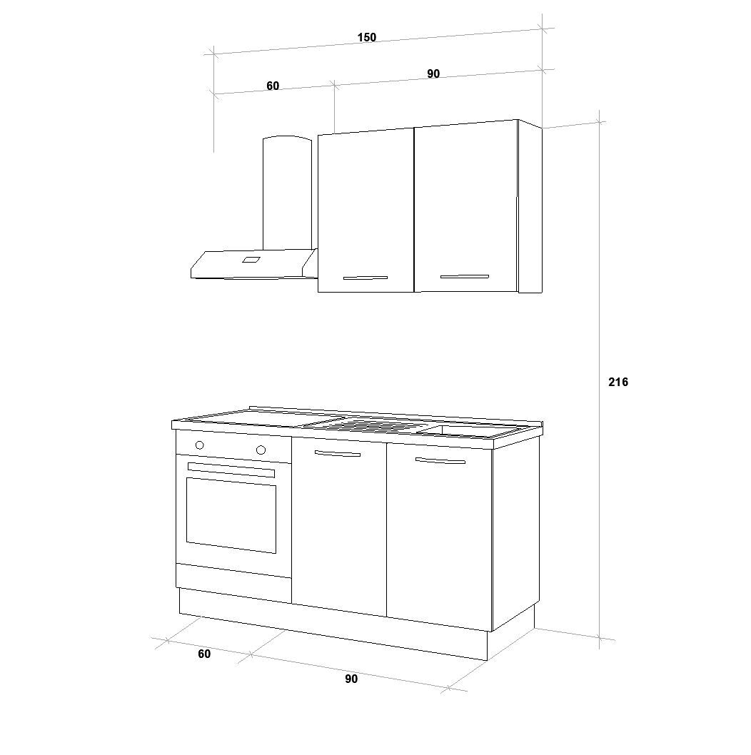 Cocina con electrodomésticos GILDA 2.0 150cm derecha gris oscuro y ...