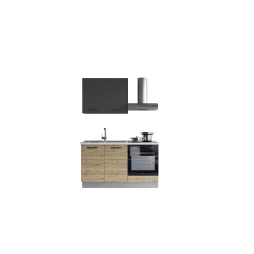 Cozinha com eletrodomésticos GILDA 2.0 150cm esquerda cinza escuro e madeira Cozinha com eletrodomésticos GILDA 2.0 150cm esquerda cinza escuro e madeira